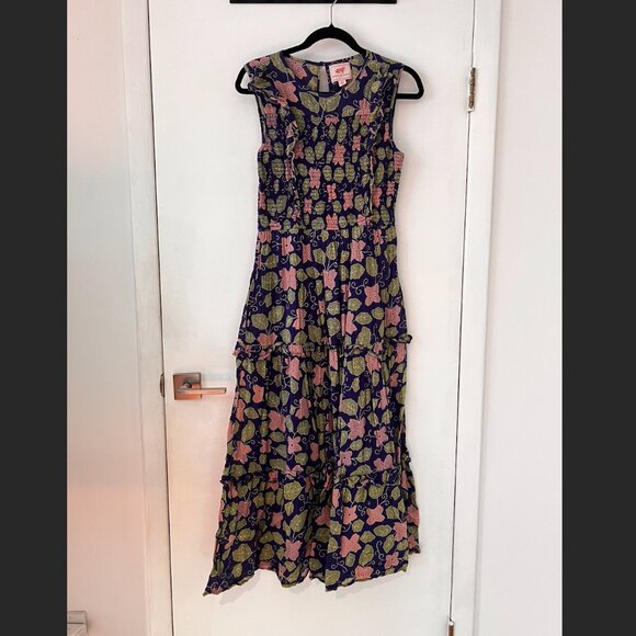 Banjanan Cotton Print Midi Dress with Ruching - Picture 5 of 6